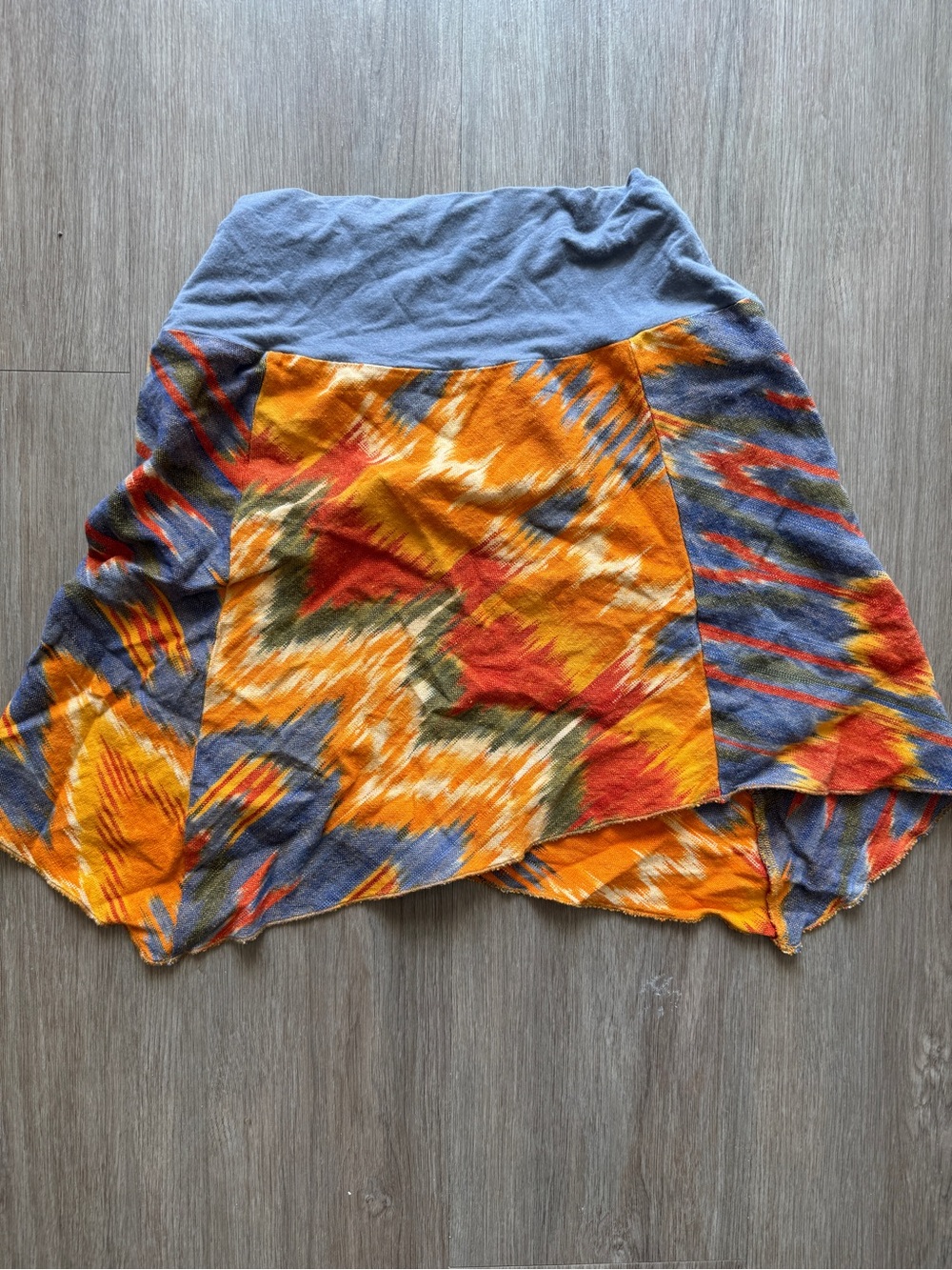 Handmade Brooky Printed Mini Skirt Orange & Blue Size XS
